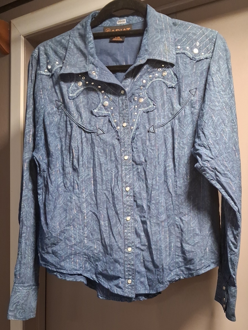 Ariat Blue Western Pearl Snap Button-Down Shirt